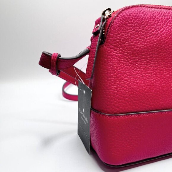 NWT KATE SPADE HANNA PEBBLED LEATHER SHOULDER BAG IN DARK PINK - OS - Picture 5 of 9